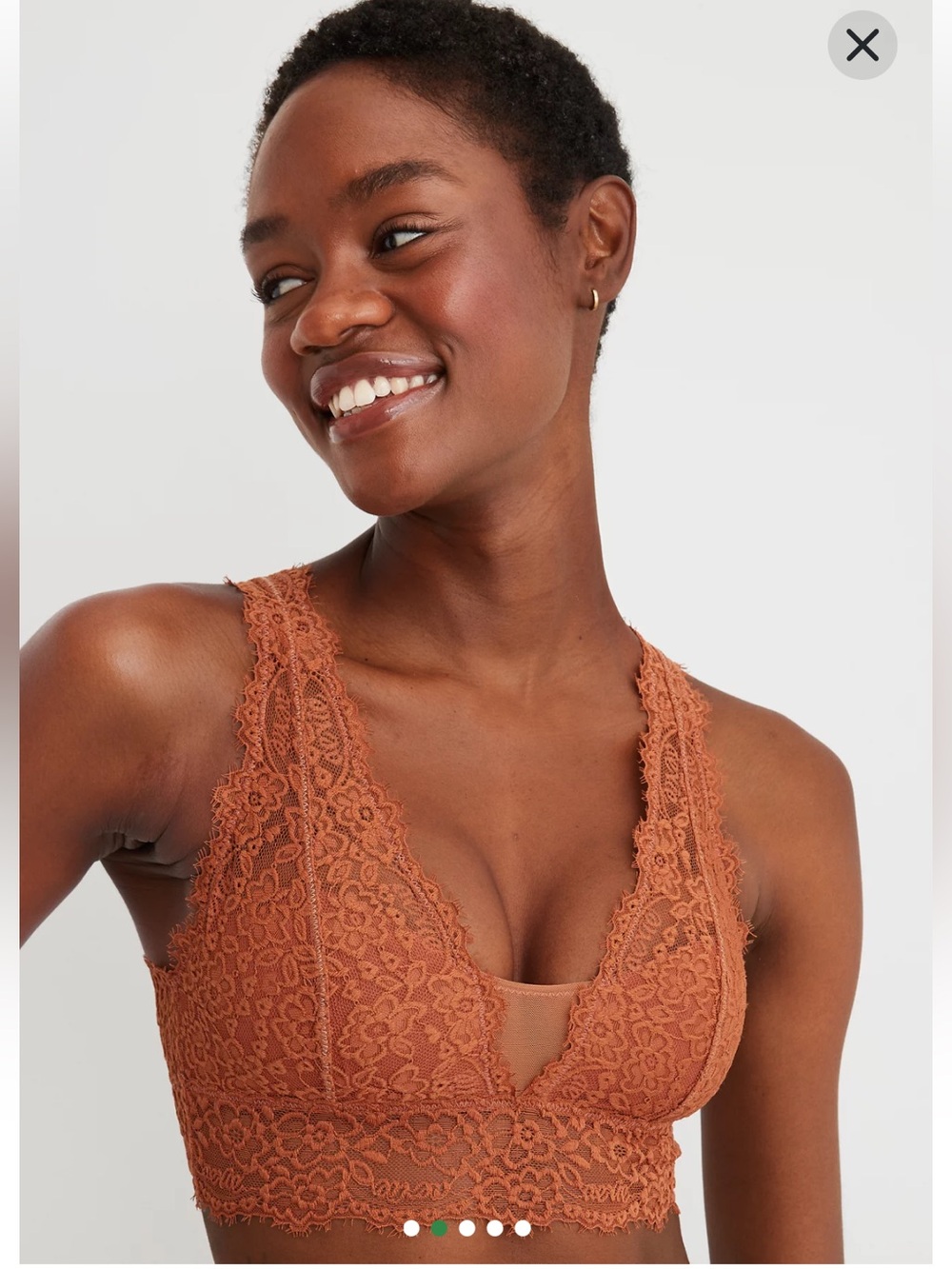 AERIE Eyelash Lace Plunge Bralette - Rust